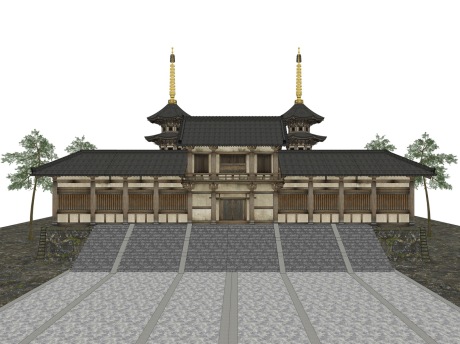 日式寺庙SU模型