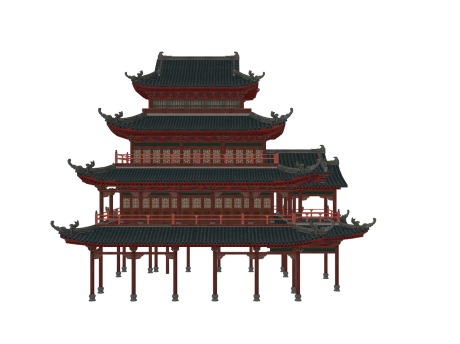 日本古代宫廊SU模型