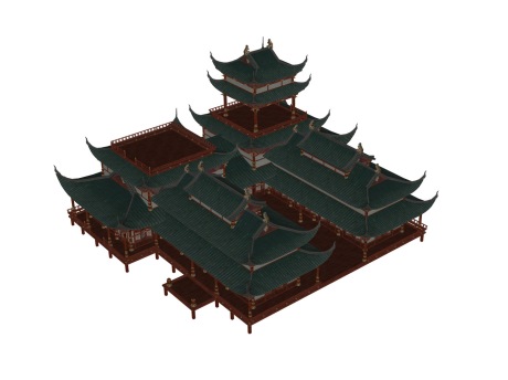 亚洲古代阁楼SU模型