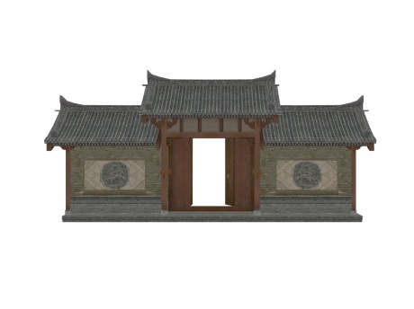 中式大门门楼SU模型