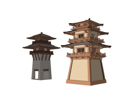 中式钟楼SU模型