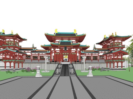 唐代寺庙SU模型
