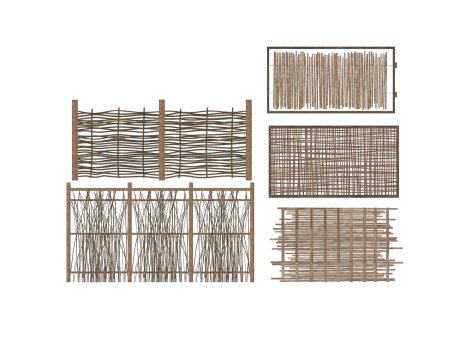 竹篱笆栅栏SU模型