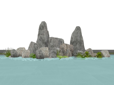 假山景石石头SU模型