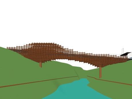普洱府木结构景观桥SU模型