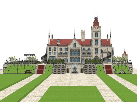 欧式城堡庄园SU模型