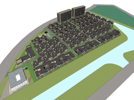 中粮置地孙河瑞府合院别墅叠拼别墅SU模型