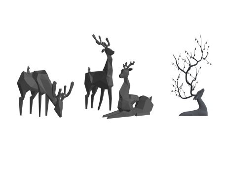 抽象鹿雕塑SU模型