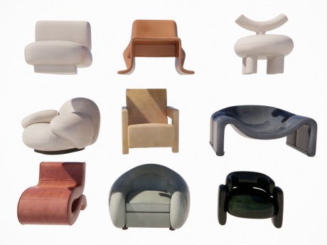 现代休闲椅单椅组合SU模型