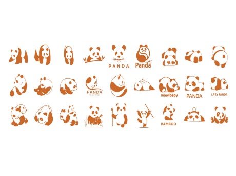 熊猫卡通图标剪影SU模型