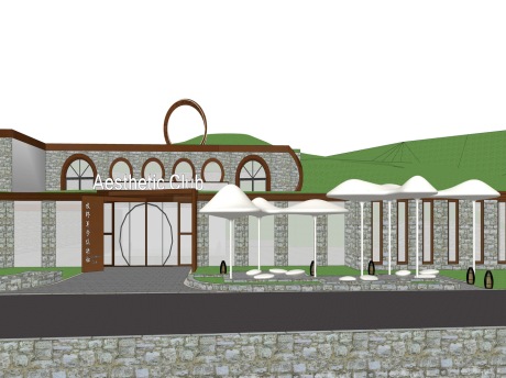 牧野美学俱乐部石砌窑洞民宿酒吧SU模型
