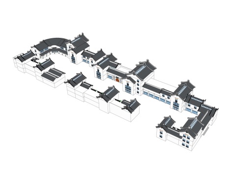 客家风商业街SU模型