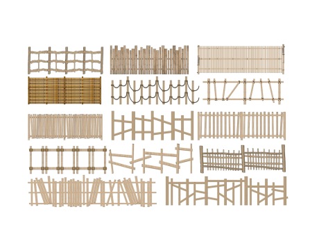 竹木篱笆栅栏SU模型
