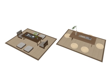 新中式榻榻米茶台SU模型