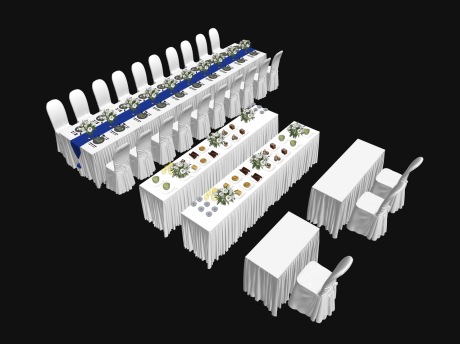 宴会厅桌椅婚庆婚礼桌椅SU模型