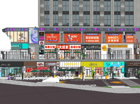 喜欢里天街景观改造SU模型