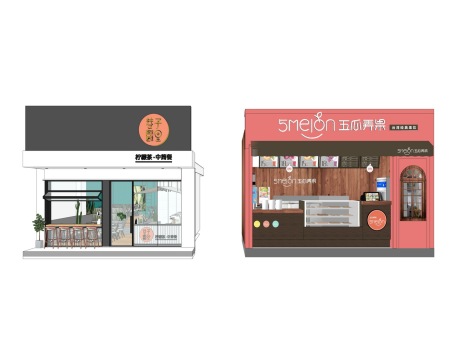 咖啡店奶茶店饮品店SU模型