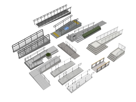 无障碍扶手坡道SU模型