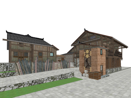 彝族木屋民居SU模型