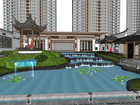 泉州南安建发华创和璟园大区景观SU模型