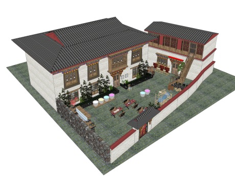 藏式扎染坊SU模型