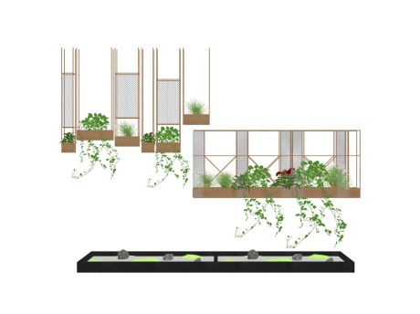绿植吊篮SU模型