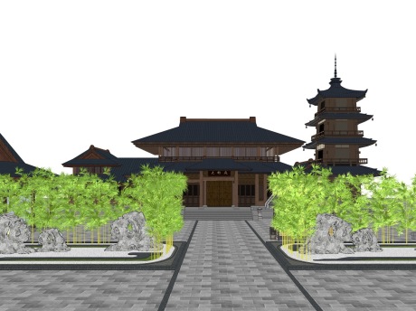 大兴善寺古建寺庙SU模型