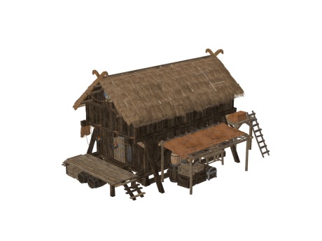 茅草屋木屋SU模型