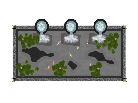 水钵水景鱼池SU模型