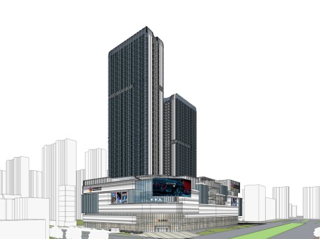 爱琴海购物公园SU模型