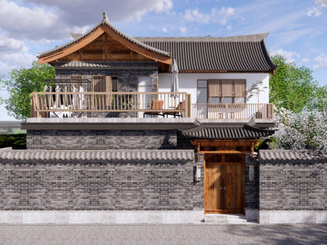 成都眉山中式别墅自建房(含CAD平面图)SU模型