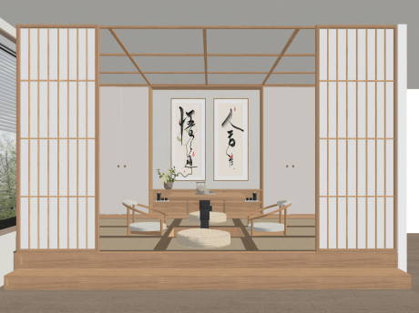 日式榻榻米茶室SU模型