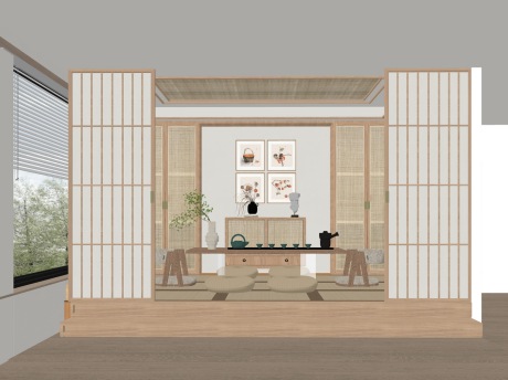 日式榻榻米茶室SU模型