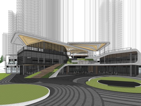 现代商业街SU模型