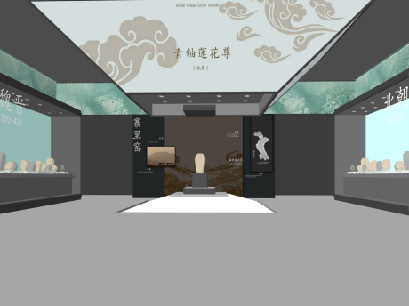 新中式青花瓷展厅瓷器展厅SU模型