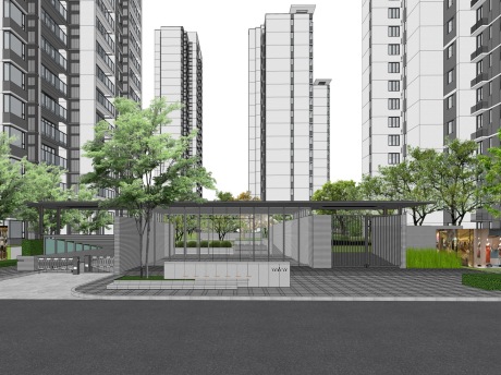 郑州永威颐科东棠大区景观SU模型