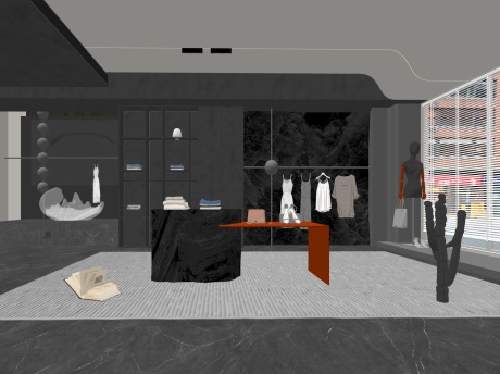 现代服装店SU模型