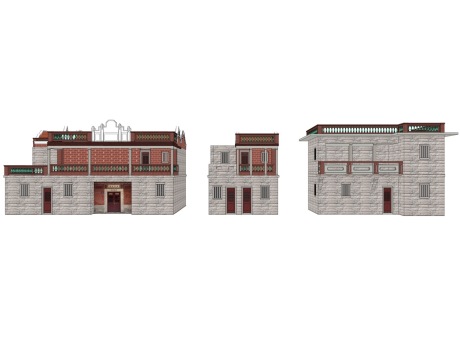 福建闽南番仔楼SU模型
