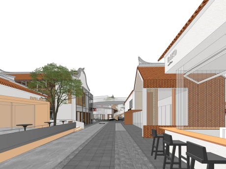 福建闽南风街道城市更新SU模型