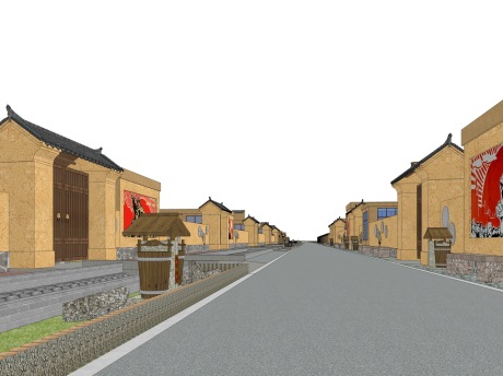 美丽乡村民居街道SU模型