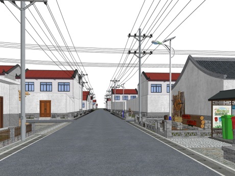 美丽乡村民居街道SU模型