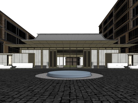 北京宋风示范区主入口景观SU模型