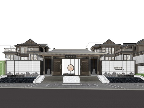 榕湖公馆宋风示范区景观SU模型