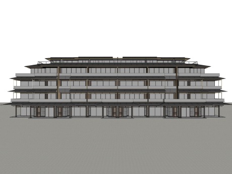 新中式多层住宅宋风洋房SU模型