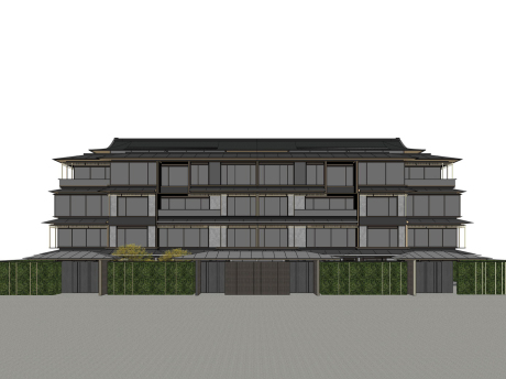 新中式多层住宅宋风洋房SU模型