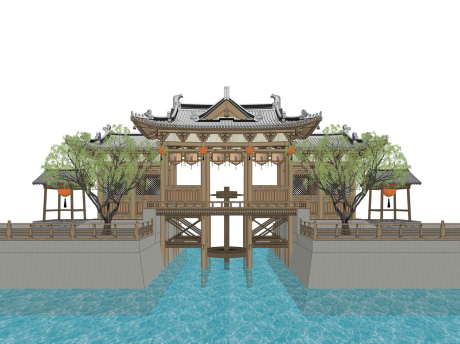 宋风闸口盘车图SU模型