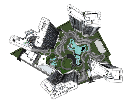 厦门建发厦门五缘湾曲线景观SU模型