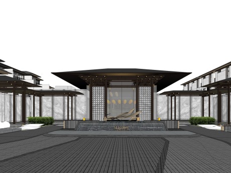 义乌绿城凤起潮鸣宋风示范区SU模型