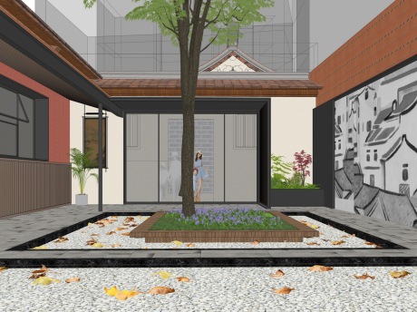 闽南风城市更新文化街区景观改造SU模型