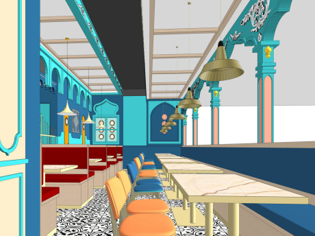 疆味餐厅SU模型